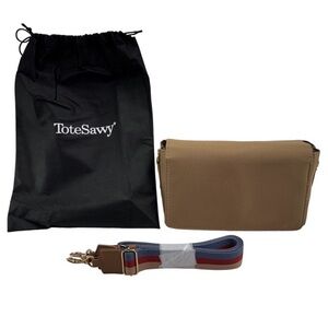 Tote Sawy New diaper bag Tan Crossbody Bag with Multicolor Strap& changing pad